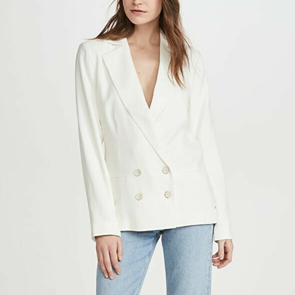 NWOT Paige ROSETTE Double- Breasted Blazer White - Size Medium
